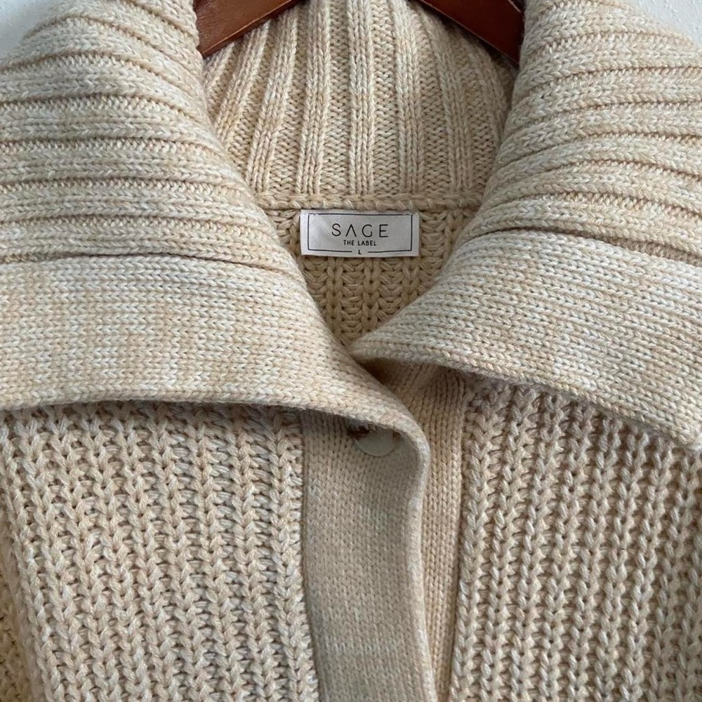 Boutique Cozy Cream Button-Up Women's Sweater Cardigan - Picture 4 of 6